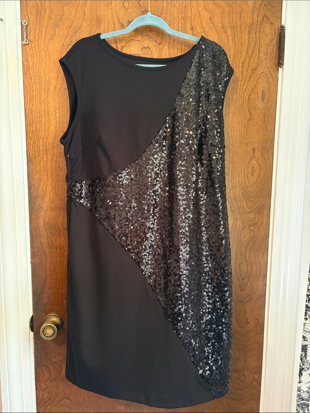 Black Asymmetrical Sequin Shift Dress